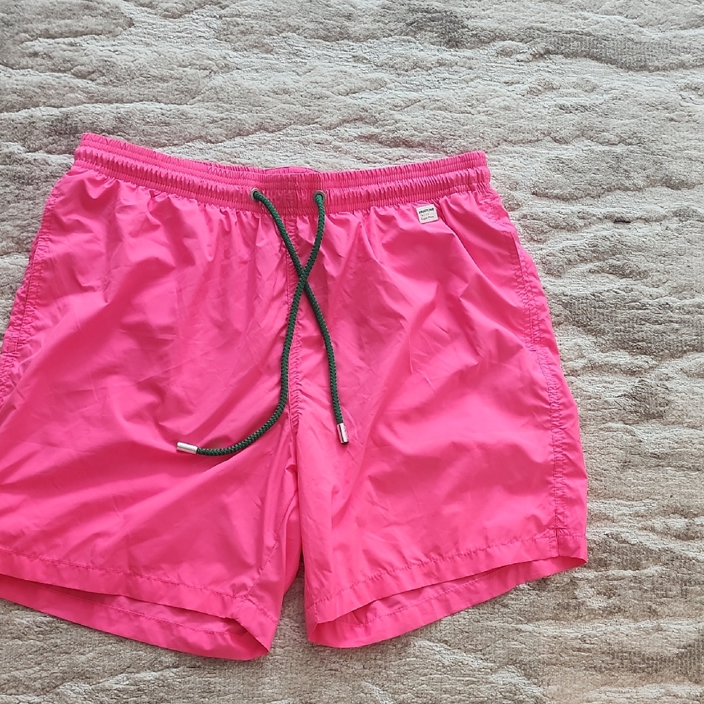 MC2 Saint Barth Vibrant Pink Swim Shorts with Green Drawstring